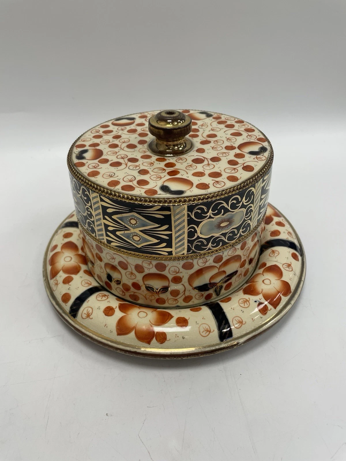 Antique Ceramic Cheese Dish, Imari Style, Antique