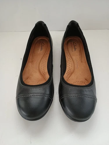 Scarpe basse Clarks Collection donna taglia 8 M pelle comode casual nere slip on