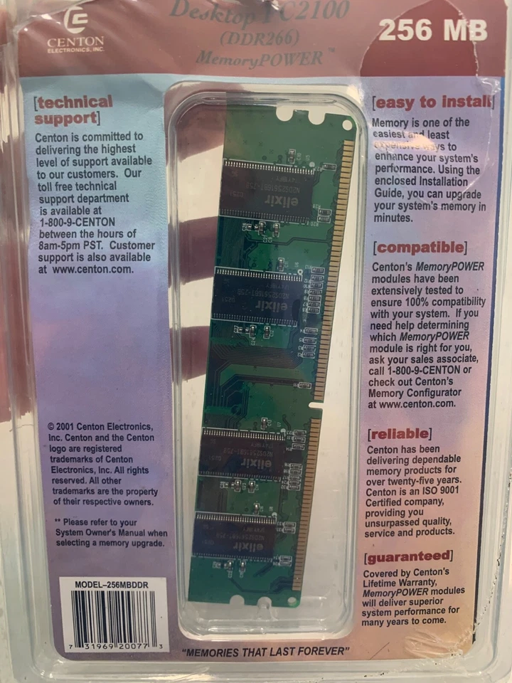 Centon 256MB PC2100 / PC1600 Memory Card 256MBDDR - Image 4 of 4