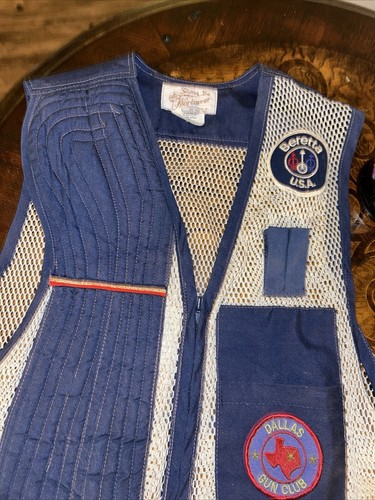 Vtg Seams Inc Sportswear Shooting Vest SZ 40 Blue Pockets/Dallas Gun Patches - Picture 23 of 23