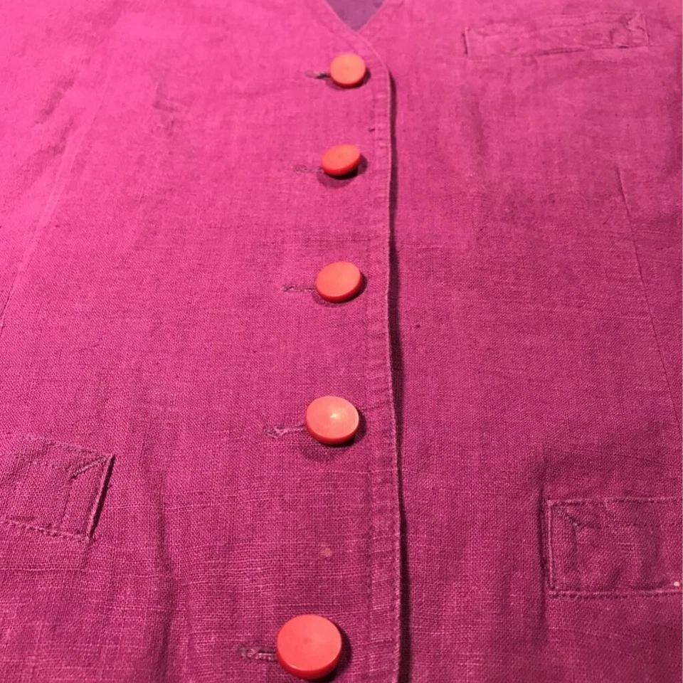 Marsh Landing 女式背心紫色口袋无袖纽扣衬里小号 PM — 第 2/4 张图片