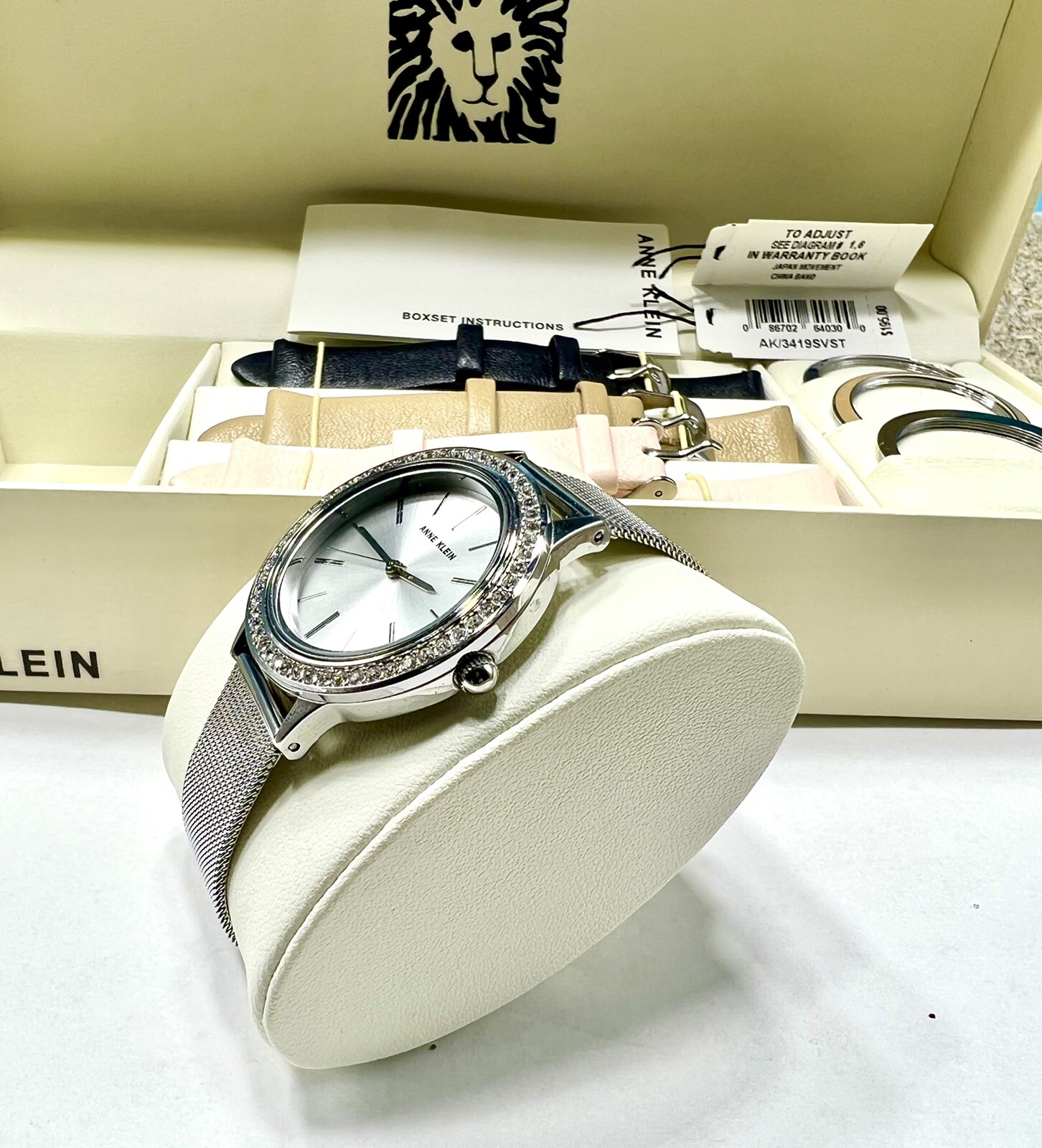 Anne Klein Swarovski Crystal Accented Watch with Interchangeable Bezel / Straps