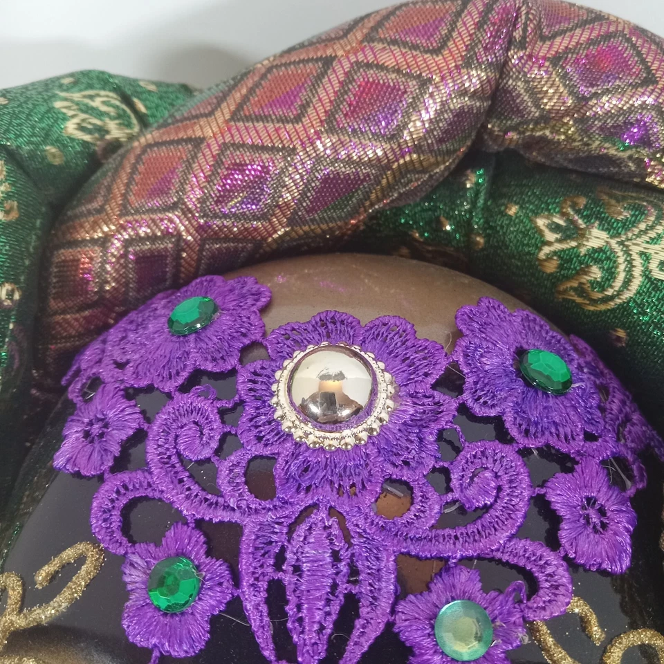 Authentic Mardi Gras Mask Purple Green Gold & Pink GLITTER! STUNNING! FREE Bonus - Image 3 of 4