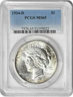 1934-D Peace Silver Dollar MS65 PCGS