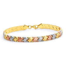 Wellingsale 14k Tri Color Gold Diamond Cut Bracelet - 7.25"