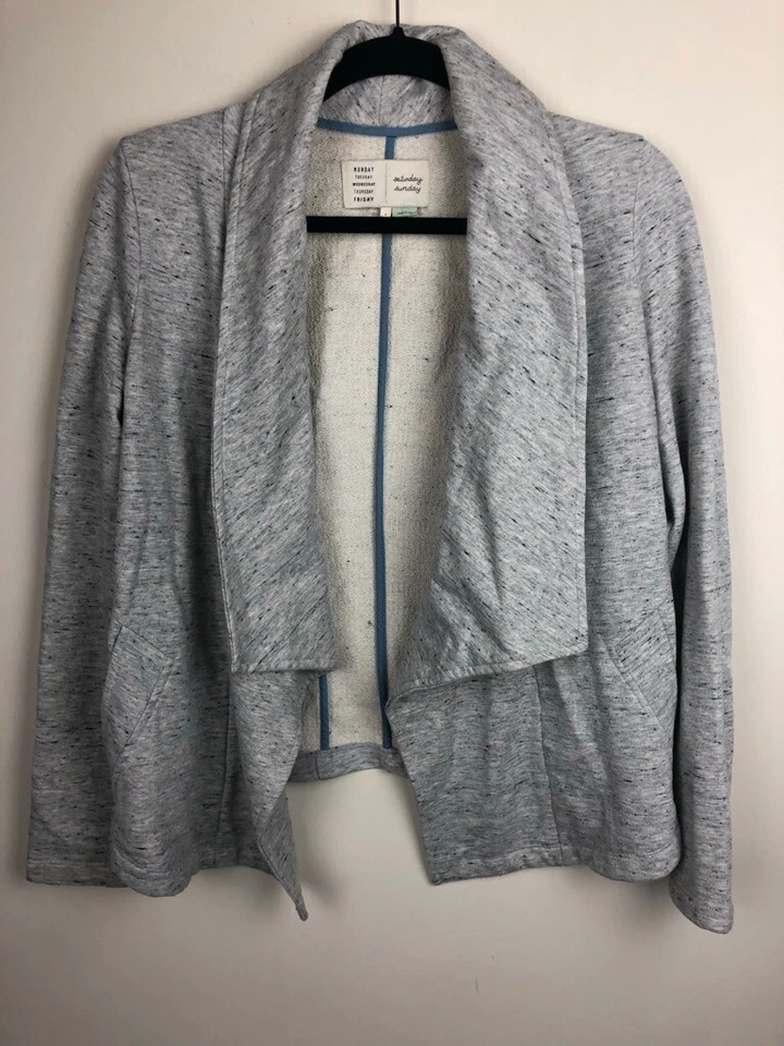 Anthropologie Saturday Sunday Womens Jacket Heather Gray Pockets Shawl Collar S - Image 3 of 4