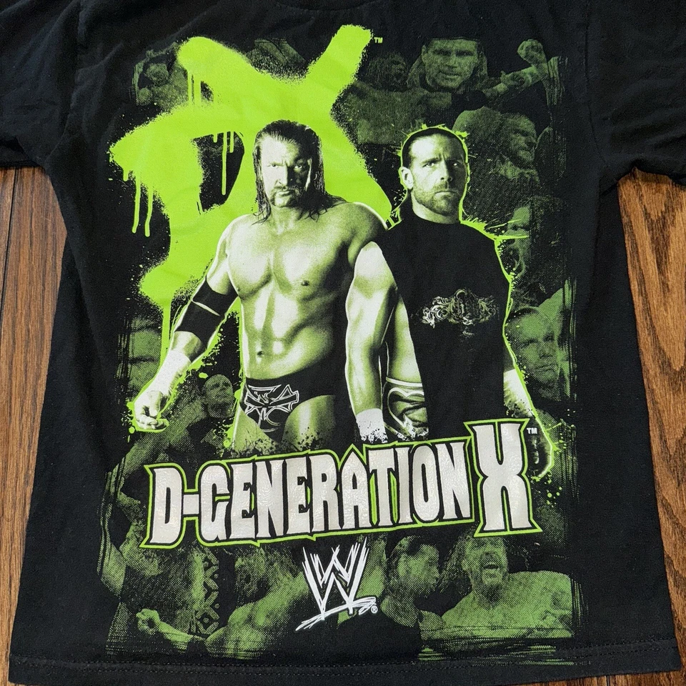 WWF D-Generation Juvenil Medio Negro Verde DX Lucha Gráfico Triple H Y2K Foto 2 de 4