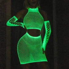Glow In The Dark Elastic Luminous Full Bodystockings Sexy Lingerie Bodysuit
