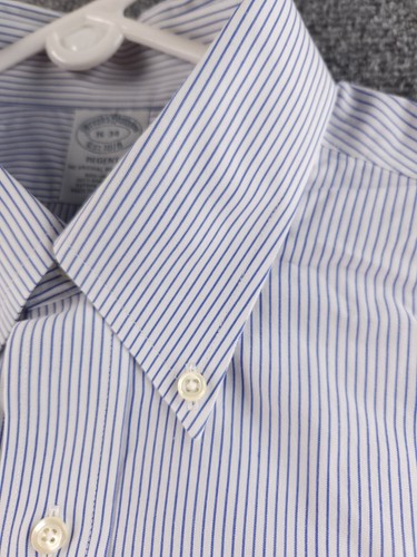 Brooks Brothers Striped Non-Iron Cotton Button-Down Regent 16 34 Blue Shirt Mens - Picture 7 of 18