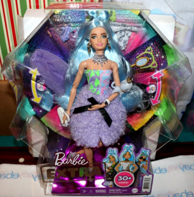 NIB 2020 BARBIE EXTRA 30+ LOOKS DOLL LONG BLUE HAIR BOW - PET KITTY -MIX & MATCH