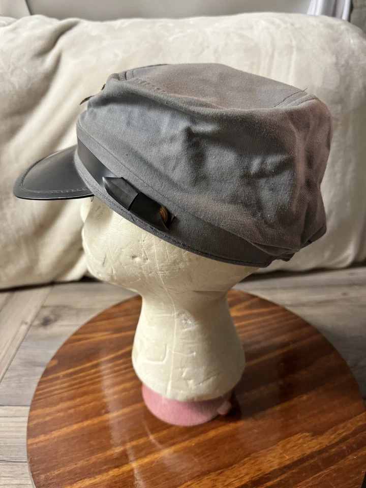 Sombrero Kepi de Colección Guerra Civil Confederado Forrado en Lana Gris Cruz Mosquete Herrajes Foto 3 de 4