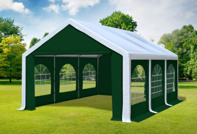 Partyzelt 4x6m Weiß Grün PVC Festzelt Pavillon wasserdicht Profi Modular Event