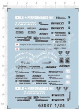 Detail Up 1/24 Sports Racing Car markings Model Water Slide Decal Black  White