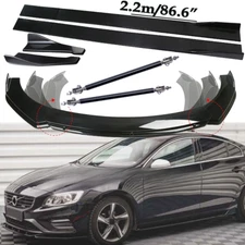 For Volvo S40 S60 V40 V60 Front Bumper Lip Spoiler Side+Skirts Rear Glossy Black