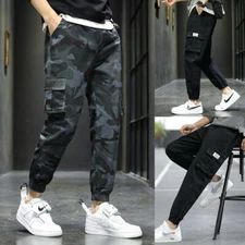 ON SALE!! Fashion Casual Cargo Joggers Pants Multi Pockets Chino Combat Trousers
