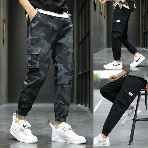 Man's Fashion Casual Cargo Joggers Pants Multi Pockets Chino Combat  Trousers US