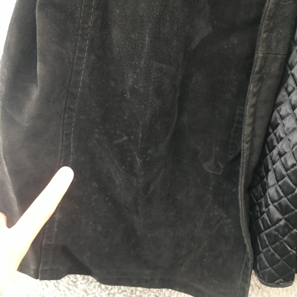 Gabardina Saks Fifth Avenue para mujer S negra solapa muesca con cinturón manga larga Foto 3 de 4