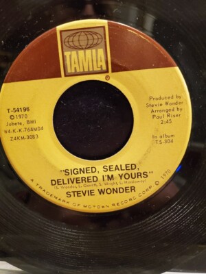 STEVIE WONDER 7'' 45 RPM ''Signed, Sealed, Delivered I'm Yours'' VG condition
