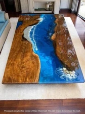 Amazing ocean epoxy resin dining table top, epoxy wooden table top home decor