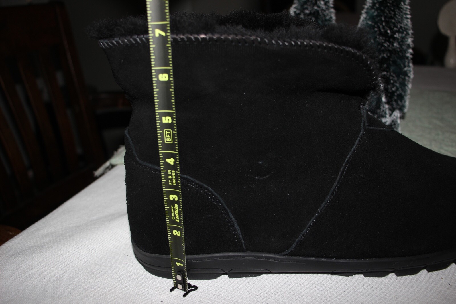 SAOLA Pantofole donna Bearpaw pelle di pecora sherpa scamosciata 11 11 5 12 nere suola rigida NUOVE