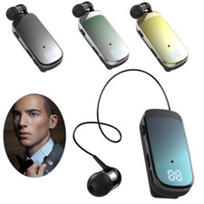 Wireless Bluetooth Business Headset handsfree Call Vibration Clip On Earphone