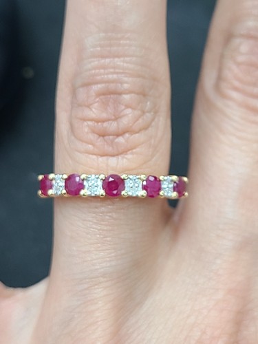 Deal! 1.06CTW Genuine Natural Ruby & Natural Diamond Ladies Ring 14K Gold - Picture 9 of 11