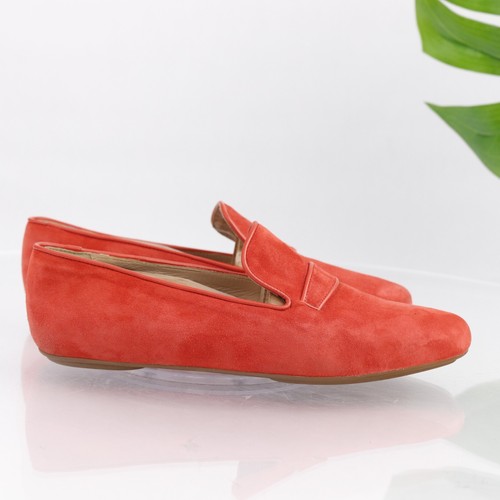 JCrew Womens Georgie Penny Loafer Size 8 Red Suede Flat Slip On Shoe Comfy - Picture 4 of 17