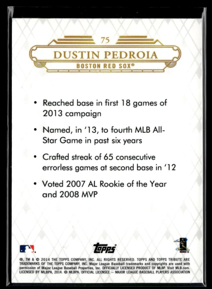 Dustin Pedroia 2014 Topps Tribute #75 - Image 2 of 2