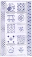 Sashiko Pre-printed Panel - HM-32 - Garden Blocks w/Border Design - Dark Navy