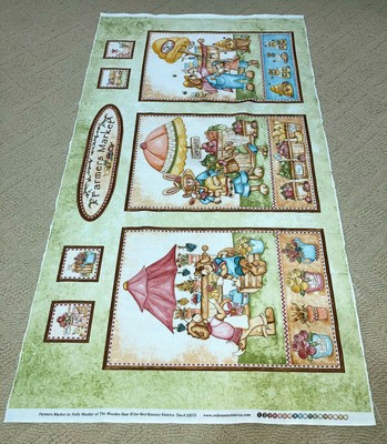 Farmers Market by Kelly Mueller of The Wooden Bear Fabric Panel FREE SHIPPING