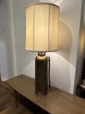 Vintage Brass Torpedo Shell Fire Extinguisher Converted to Lamp