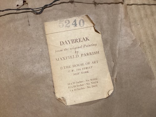 Original Frame & Label Maxfield Parrish Daybreak Print Large18”x30” House of Art - 第 11/12 張圖片