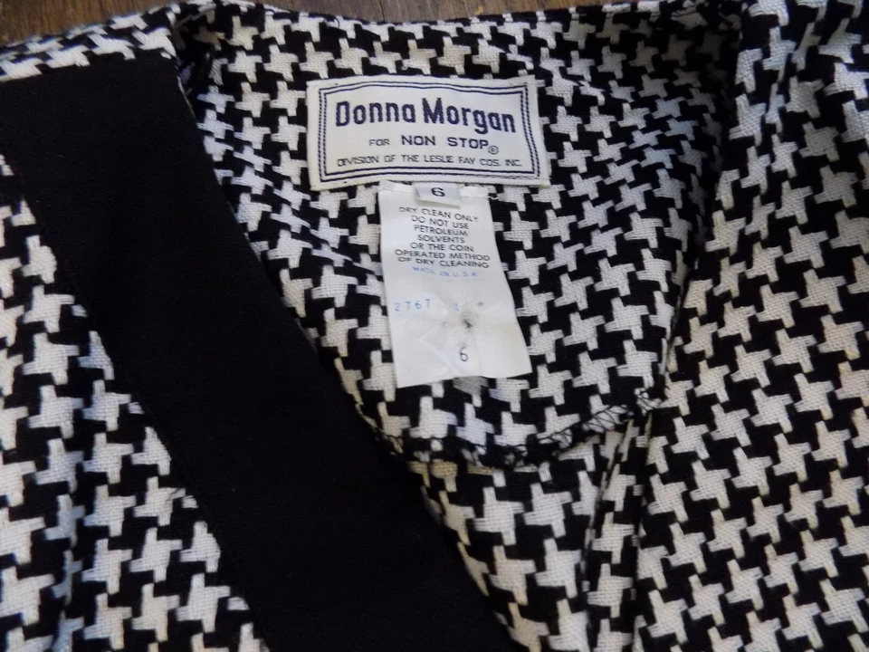 Chaqueta Blazer Donna Morgan For Non Stop De Colección Retro Tweed Negro Blanco Lazo Cintura 6 Foto 3 de 4