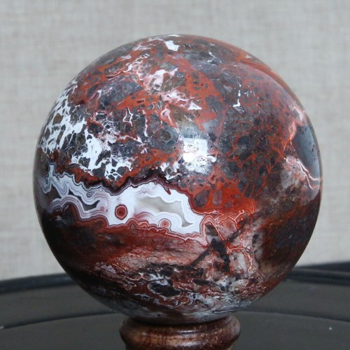 B7901-68mm-442g Natural Polished Mexico Banded Agate Crystal Sphere Ball Healing - Picture 3 of 15