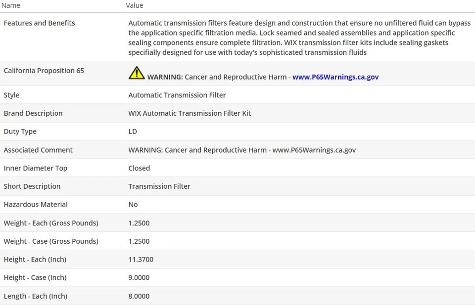 Filtro de aceite tipo OEM WIX para BUICK ROADMASTER 1994-1996 V8-5,7 L Foto 3 de 4