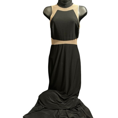 #ad #ad Aqua Dresses by Bloomingdales Size 2 Black amp; Brown Mesh Maxi Dress NWT $19.60