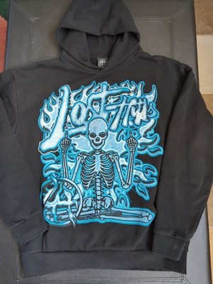 (New) Lost Hills Yoga Skeleton Blue Flame Hoodie XL