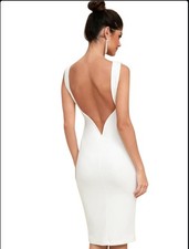 Lulus So Stunning White Backless Formal Bodycon Midi Dress Sz XL
