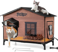 Heated Outdoor Cat House Waterproof Insulated Shelter for Stray Feral Cats 31.5