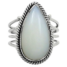 Natural White Opal 925 Sterling Silver Ring Size 8 Wholesale Jewelry USA
