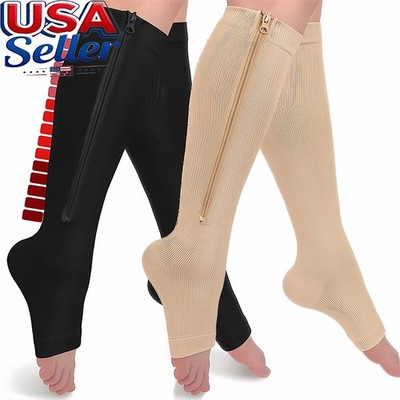 1/3PK Zip Up Compression Socks Support Hose Edema Diabetic Varicose Vein Travel