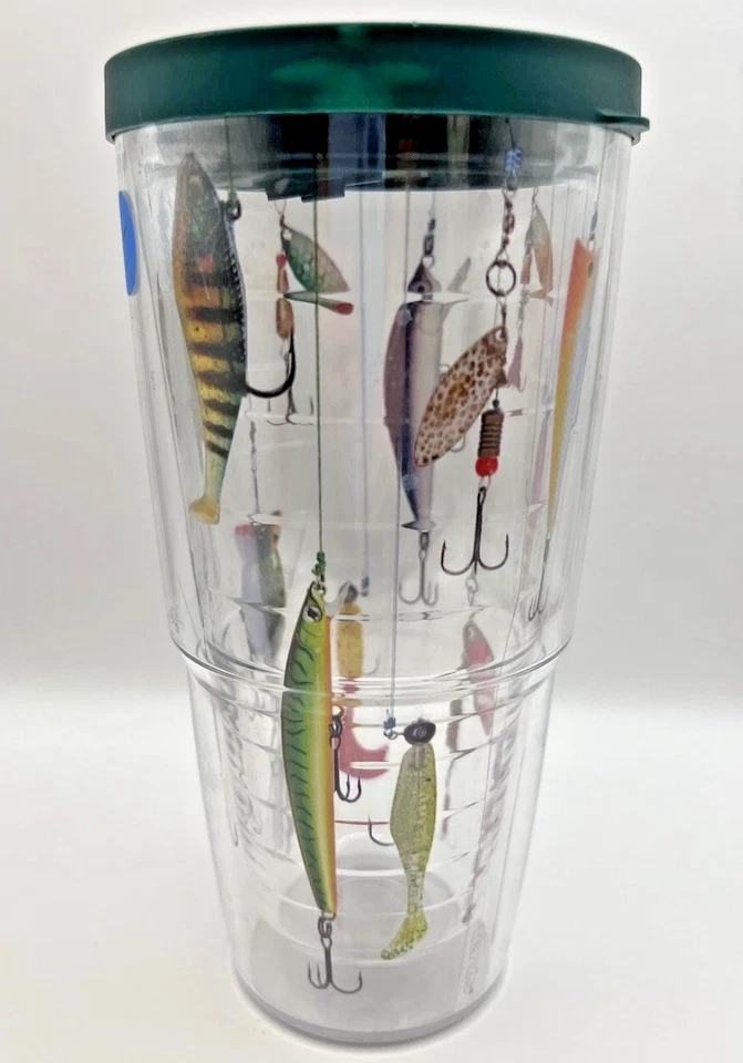 Vaso Tervis 24 oz señuelos de pesca hilanderos plantillas pesca con mosca peces al aire libre hombre Foto 2 de 4