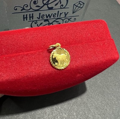 24K Gelbgold kleiner Widder Sternzeichen runde Form Anhänger Charm