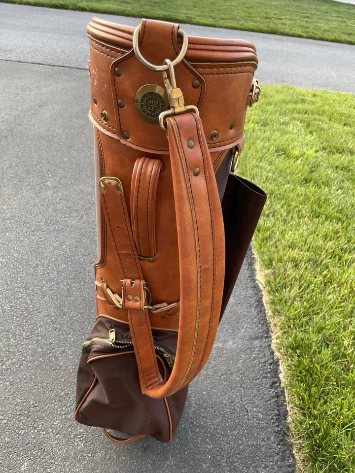 Bolso de golf Hot Z vintage hecho en EE. UU. de lona marrón de cuero Foto 4 de 4