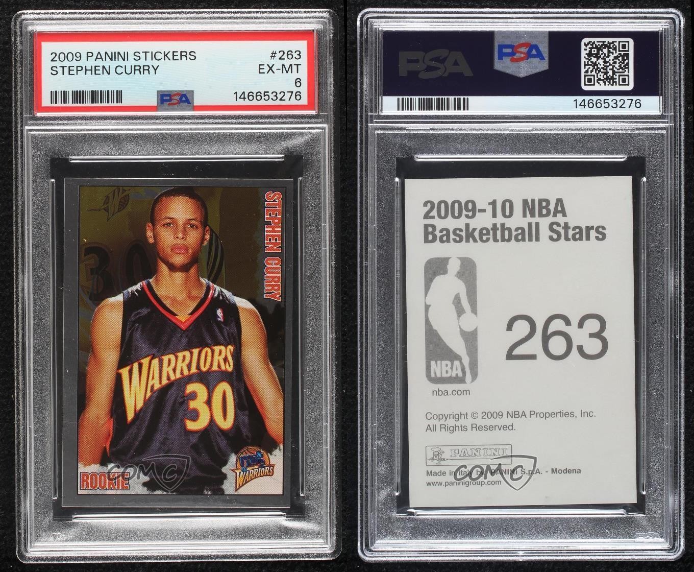 2009-10 Panini Album Stickers Stephen Curry #263 PSA 6 Rookie RC view 3