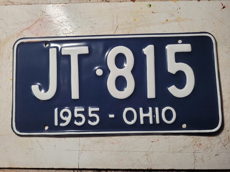 1955 Ohio license plate  number JT 81  nice correct repaint