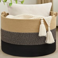 67L Large Blanket Basket, 20"x13" Woven Storage Baskets With