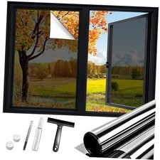 One Way Window Film Privacy See Out Not in Heat 11.8 x 78.7 in Black-silver