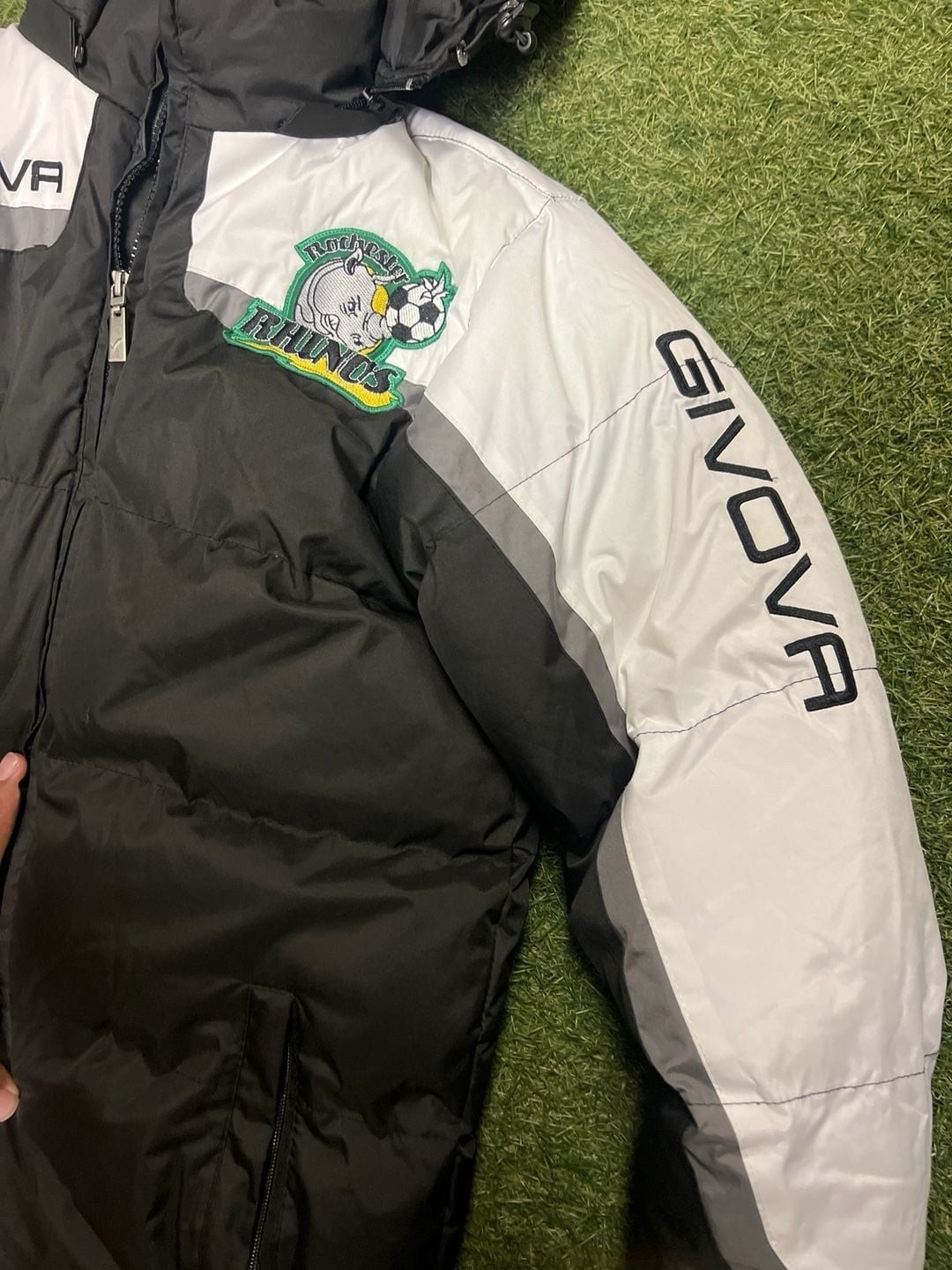 Rochester Rhinos Givova Soccer Puffer Jacket Winter Coat Black/White image 2