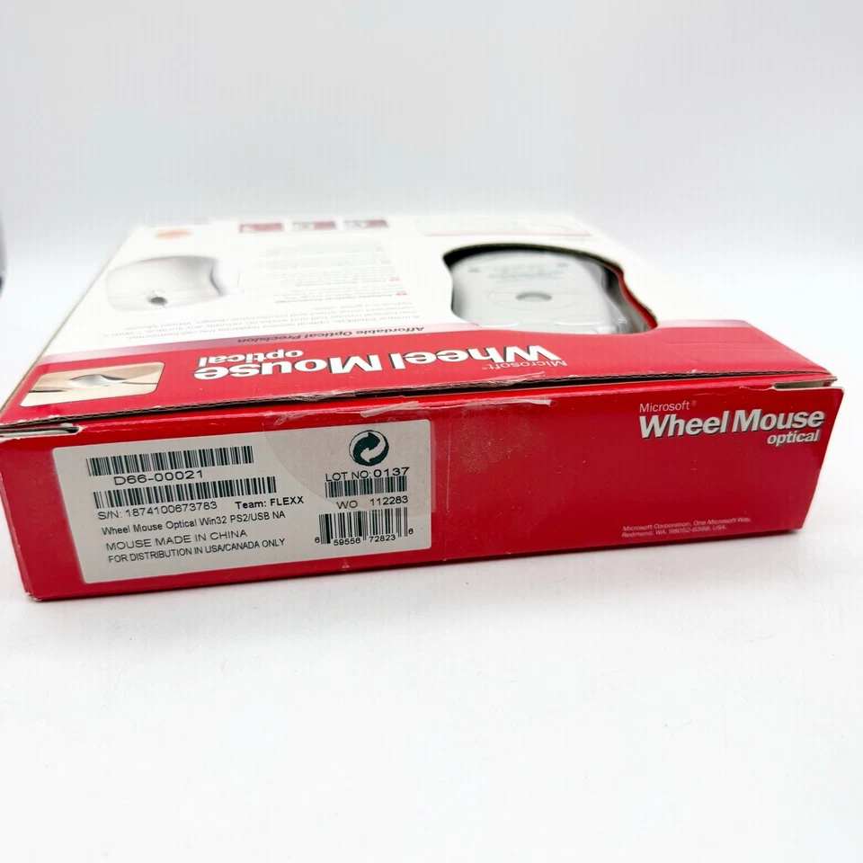 Microsoft Wheel Mouse Optical USB PS/2 - X08-40764 With Box - Image 3 of 3